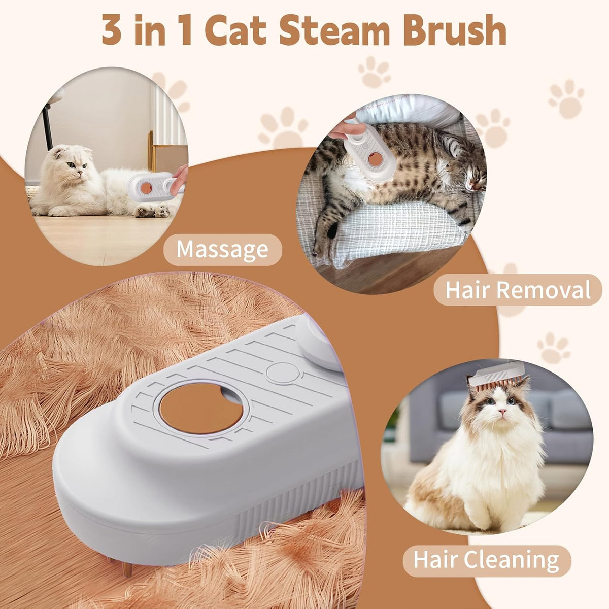 Brosse à Vapeur pour Chats & Chiens – Toilettage, Massage & Anti-Poils