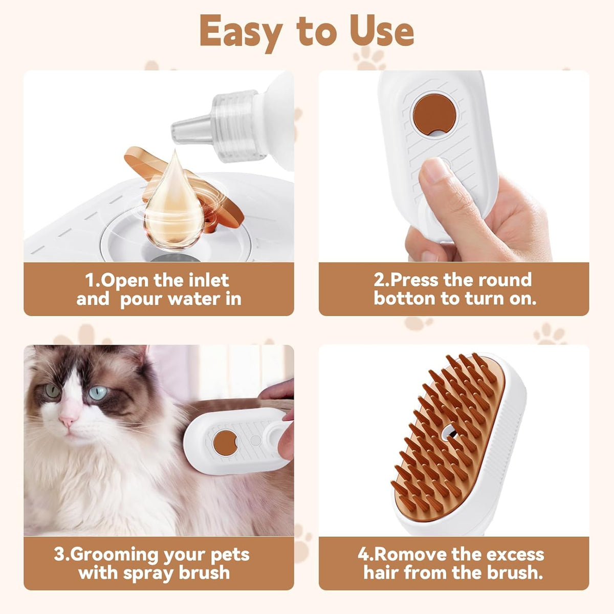 Brosse à Vapeur pour Chats & Chiens – Toilettage, Massage & Anti-Poils